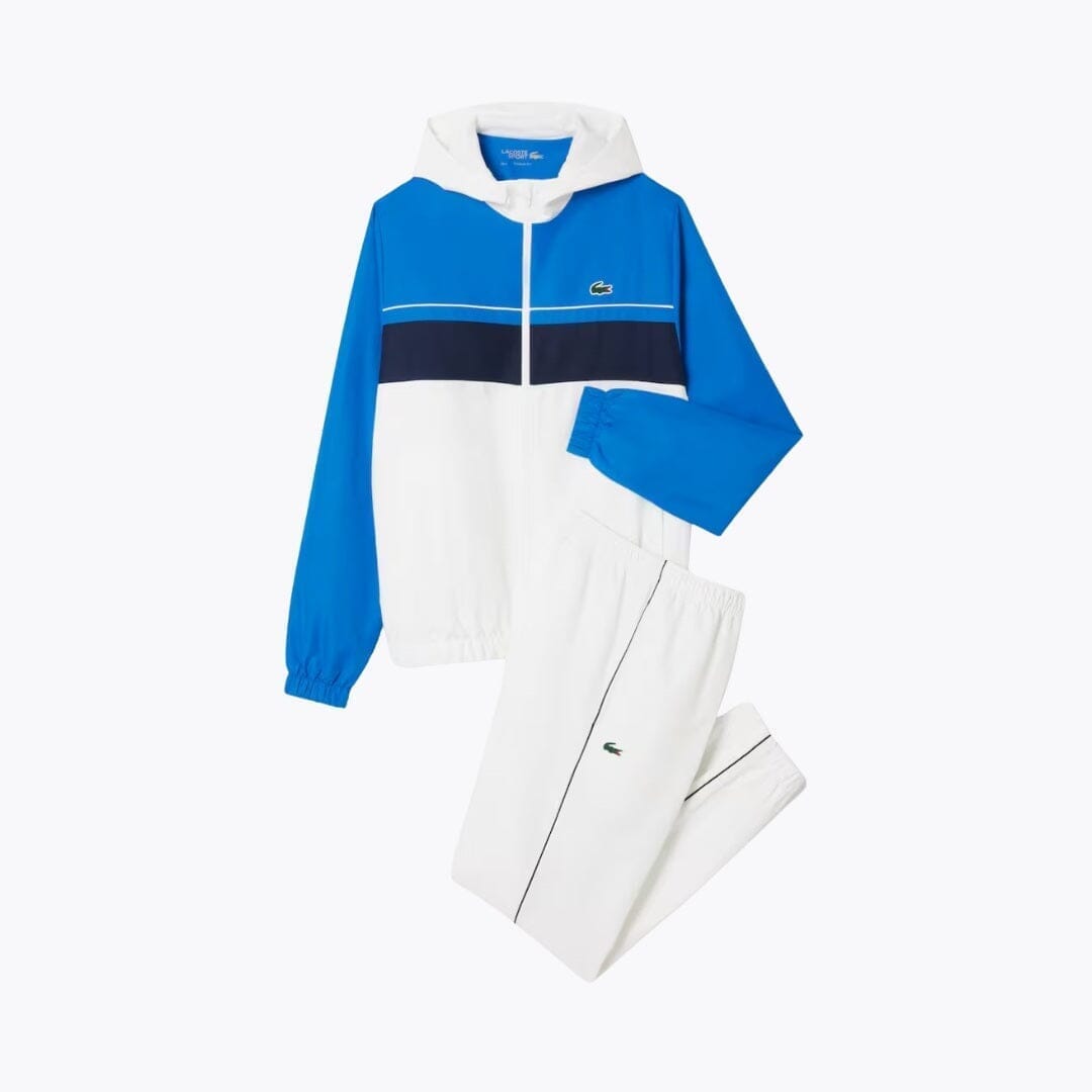 Lacoste Diamond Taffeta Sport Tracksuit LS White / Blue / Navy Blue S