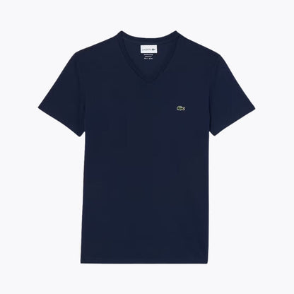Lacoste Lightweight Cotton Pima V Neck T-shirt LS Midnight Blue S