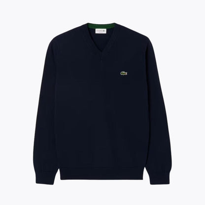 Lacoste Monochrome Cotton V-Neck Sweater LS Midnight Blue S