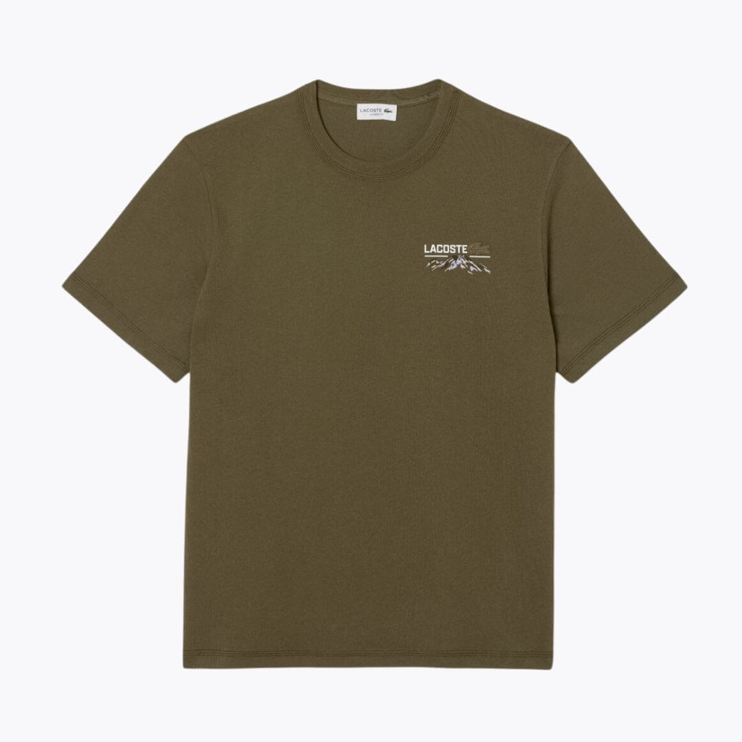 Lacoste Multi Print Jersey T-Shirt LS Khaki Green S