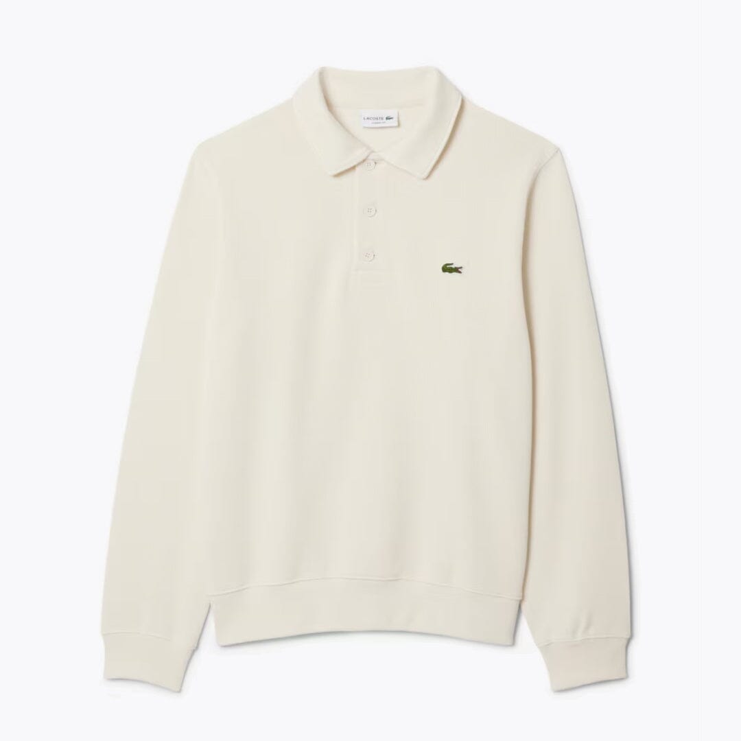 Lacoste Ribbed Cotton Polo Collar Sweatshirt LS White S