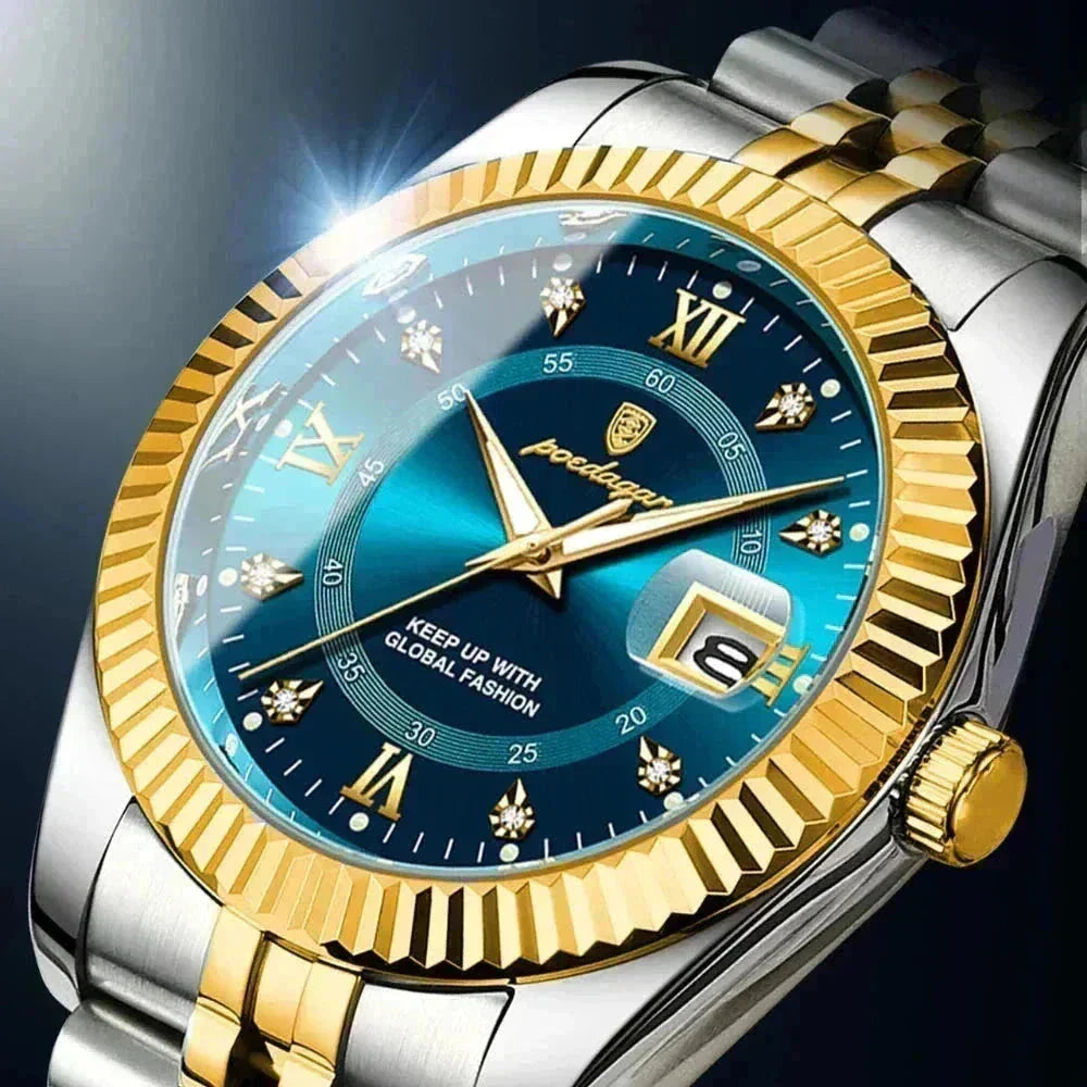 Poedagar Goldenstar – 40Mm Watch | Waterproof | Stainless Steel LS