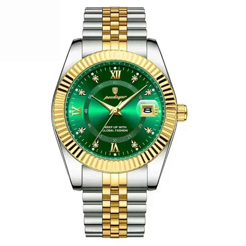 Poedagar Goldenstar – 40Mm Watch | Waterproof | Stainless Steel LS Green