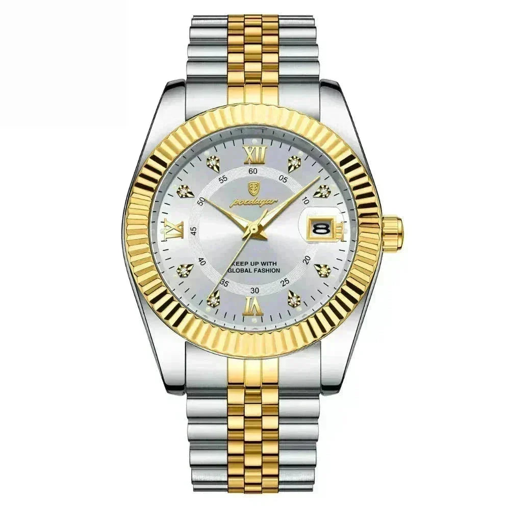 Poedagar Goldenstar – 40Mm Watch | Waterproof | Stainless Steel LS White