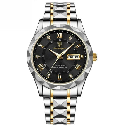 Poedagar Luminous Steel Watch 40 Mm – Waterproof | Transfer Steel LS Black