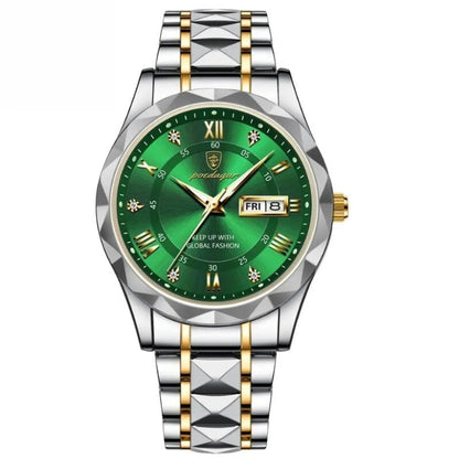 Poedagar Luminous Steel Watch 40 Mm – Waterproof | Transfer Steel LS Green