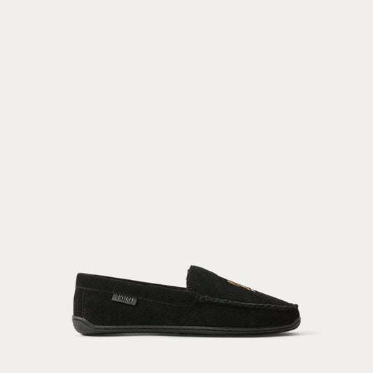 Ralph Lauren Brenan Polo Bear Suede Slipper LS Black/Holiday Bear 36
