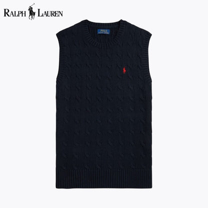 Ralph Lauren Cable-Knit Cotton Sweater Vest LS Blue Navy S