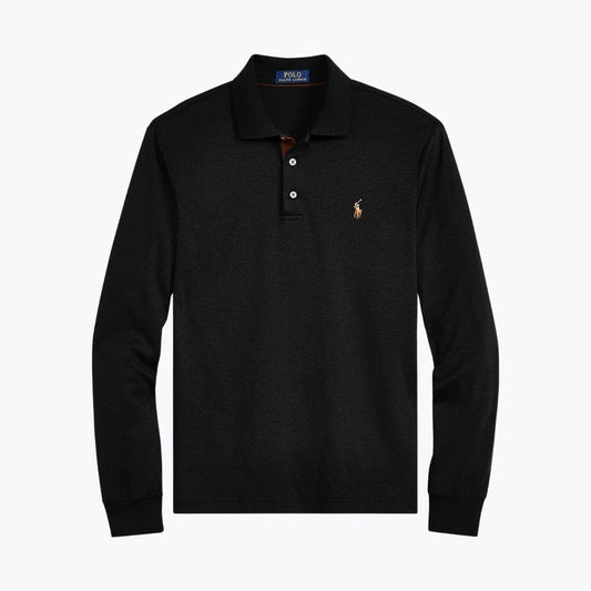 Ralph Lauren Classic Fit Soft Cotton Polo Shirt LS Polo Black S