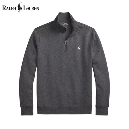 Ralph Lauren Double-Knit Mockneck Pullover LS Barclay Heather S