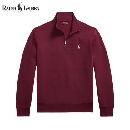 Ralph Lauren Double-Knit Mockneck Pullover LS Wine S