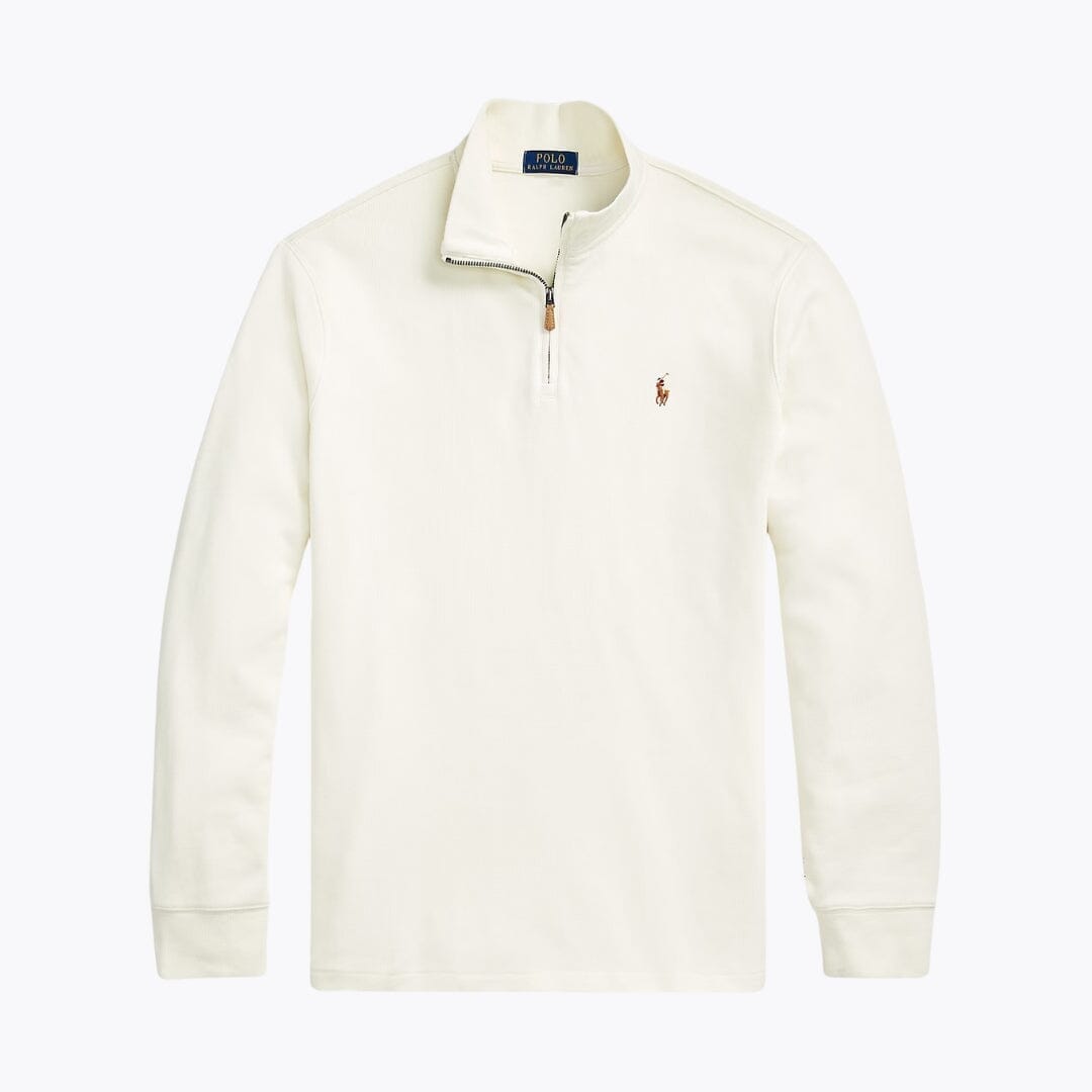 Ralph Lauren Estate-Rib Quarter-Zip Pullover LS Parchment Cream S