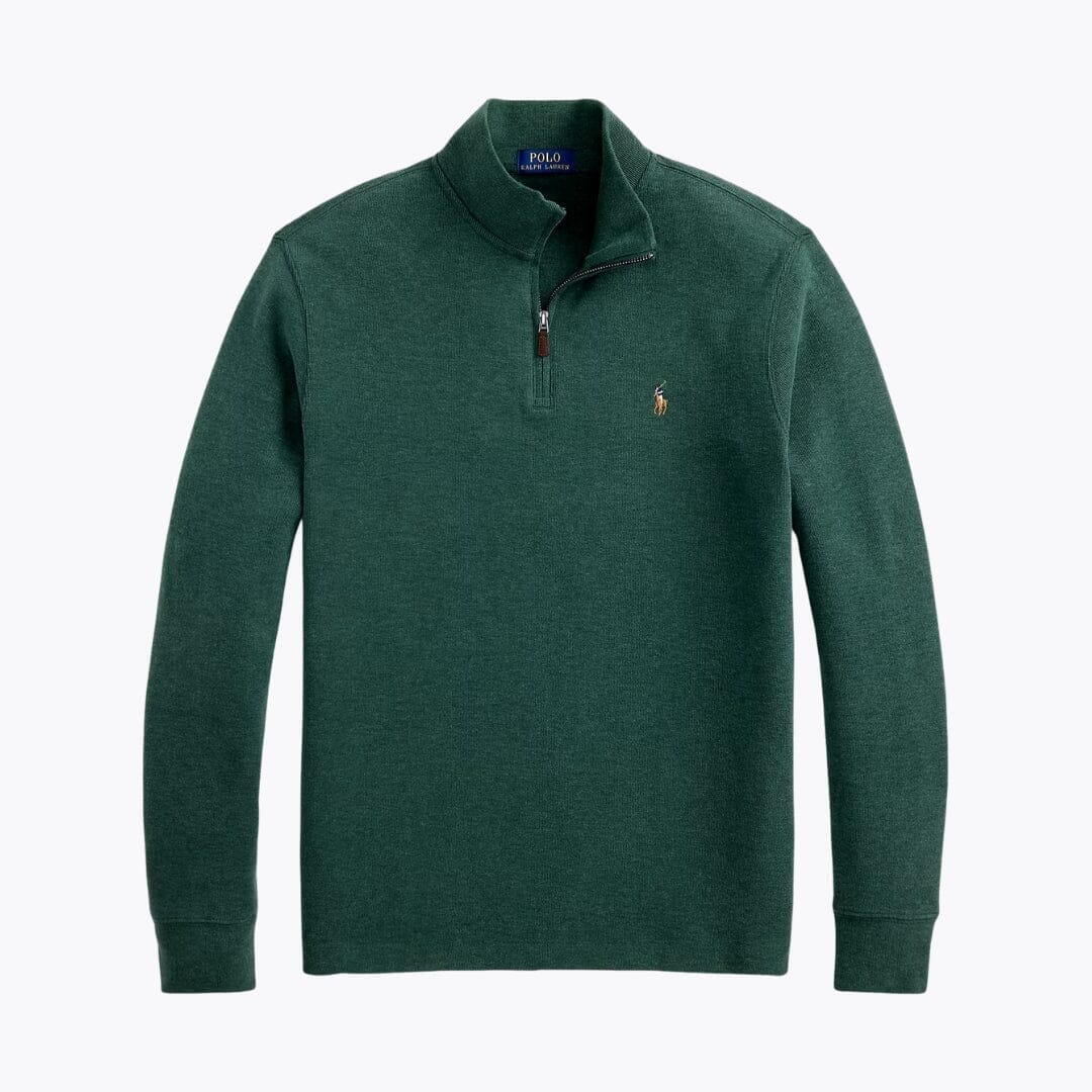 Ralph Lauren Estate-Rib Quarter-Zip Pullover LS Scotch Pine Heather S