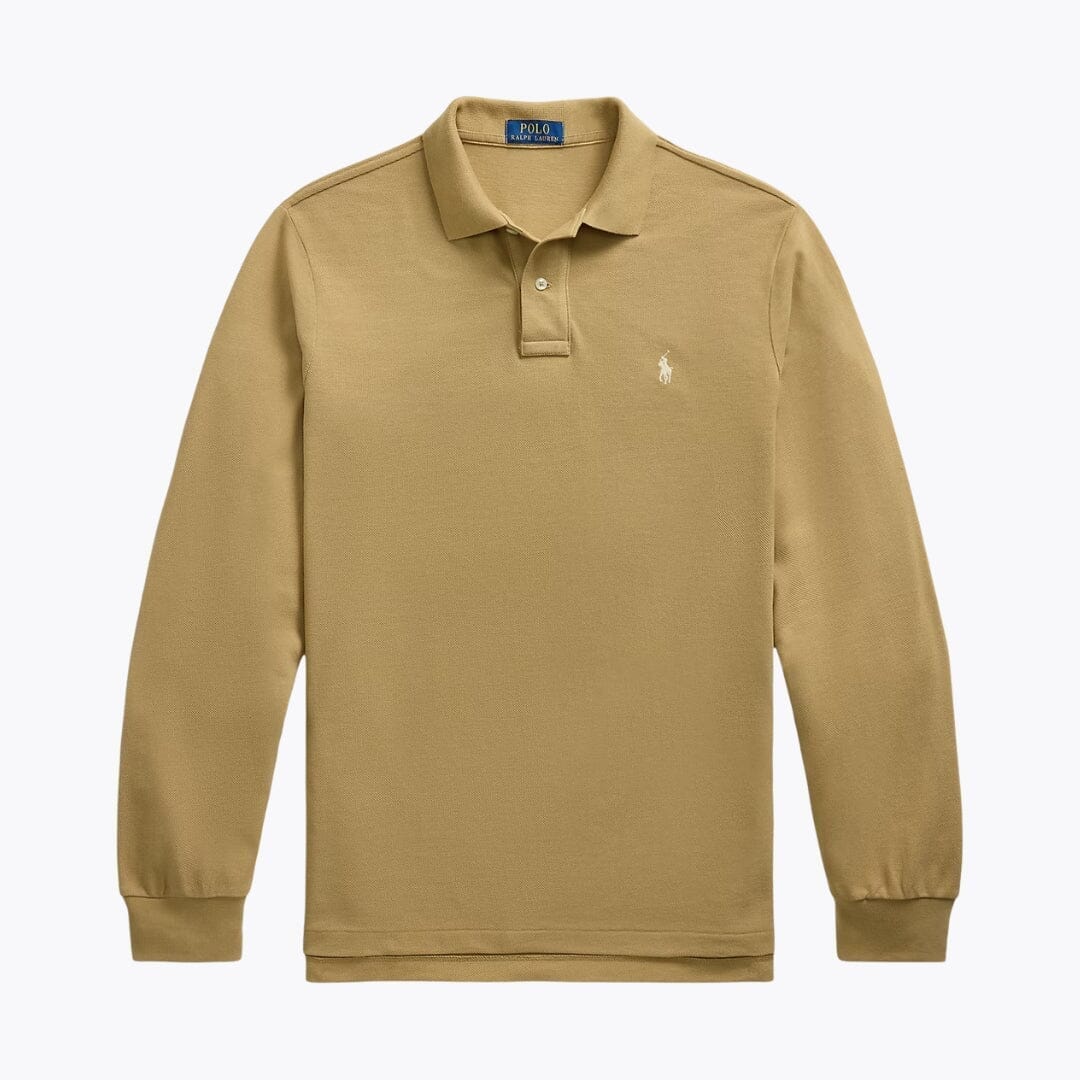 Ralph Lauren Mesh Long-Sleeve Polo Shirt LS Cafe Tan S