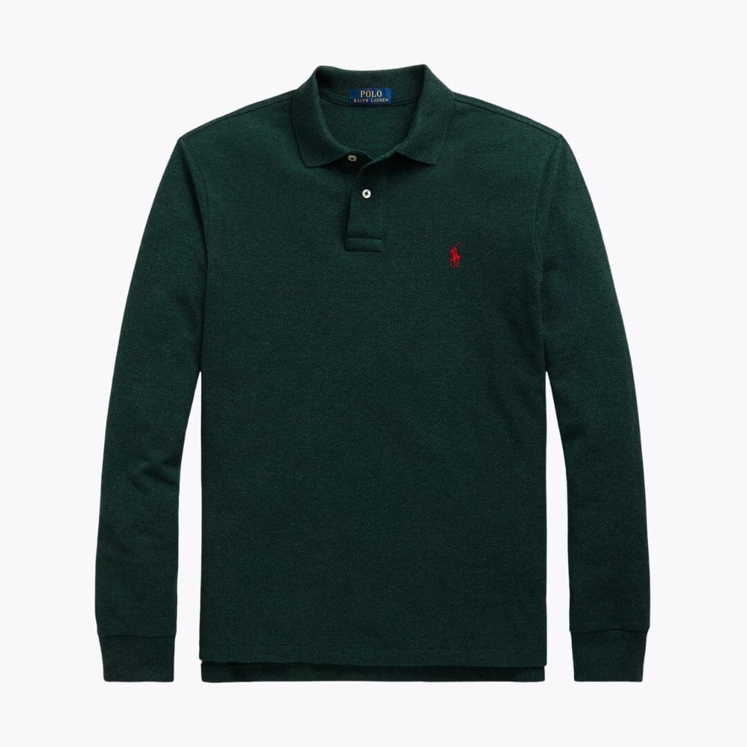 Ralph Lauren Mesh Long-Sleeve Polo Shirt LS Scotch Pine Heather S