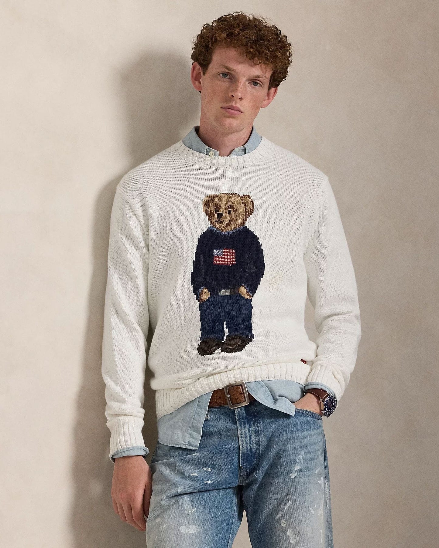 Ralph Lauren Polo Bear Cotton-Linen Sweater LS