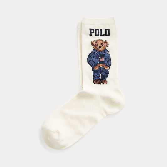 Ralph Lauren Polo Bear Crew Socks LS Ivory