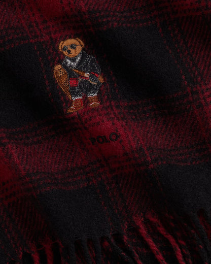 Ralph Lauren Polo Bear Plaid Wool Scarf LS