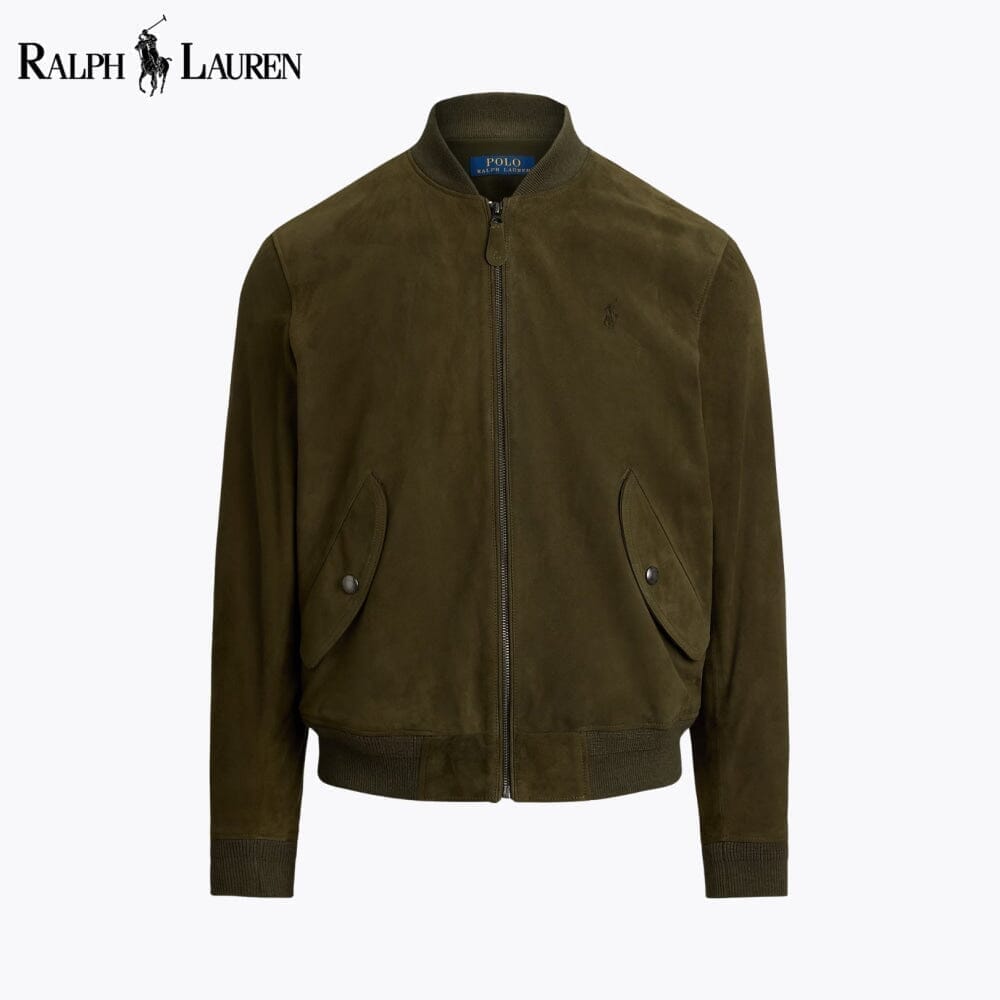 Ralph Lauren Suede Bomber Jacket LS Dark Loden S