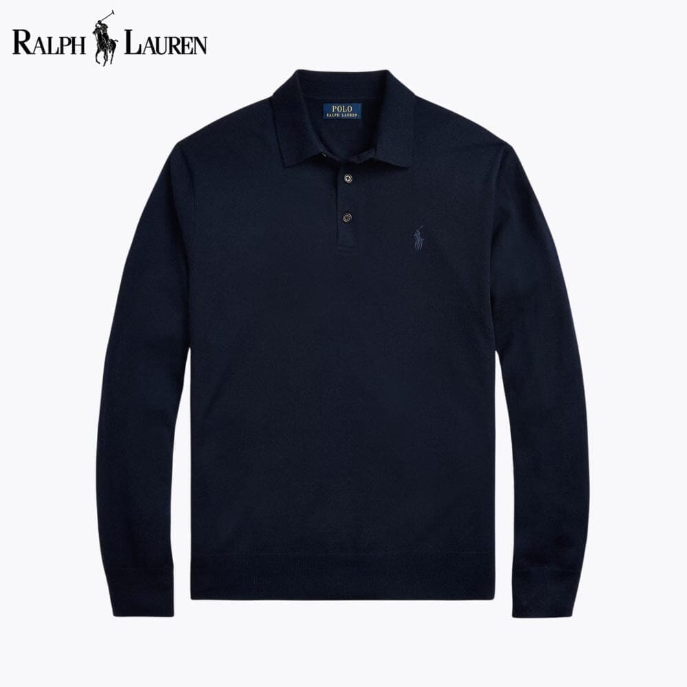Ralph Lauren Wool Polo-Collar Jumper LS Blue Navy S