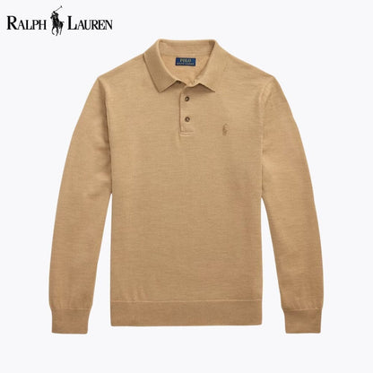 Ralph Lauren Wool Polo-Collar Jumper LS Camel S